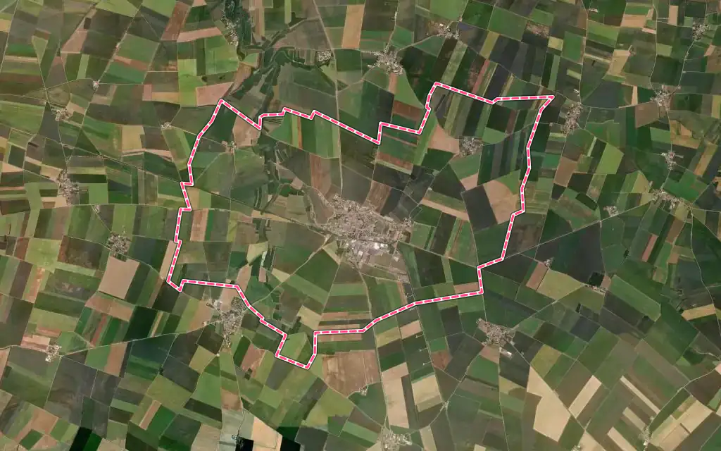 Vue satellite de Sermaises avec ses contours administratifs