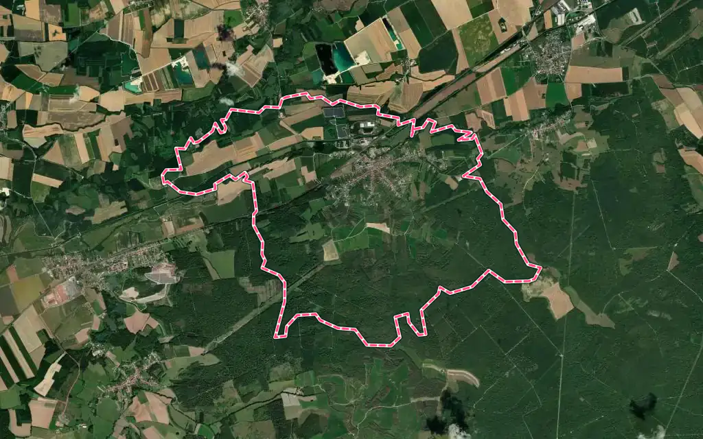 Vue satellite de Sermaize-les-Bains avec ses contours administratifs