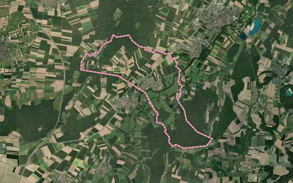 Vue satellite de Sermersheim avec ses contours administratifs