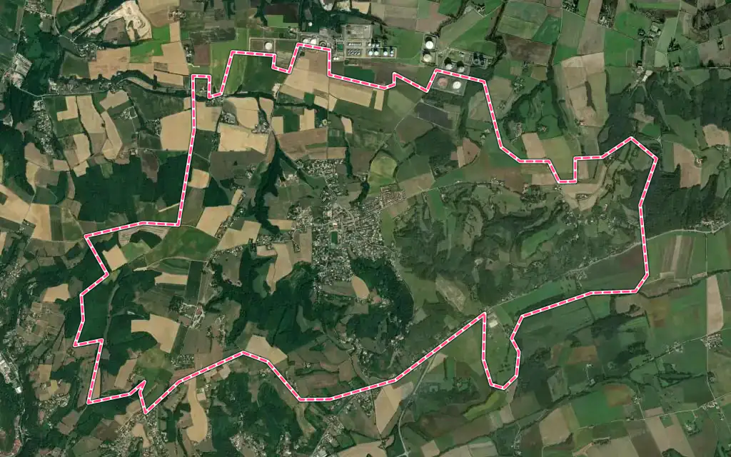 Vue satellite de Serpaize avec ses contours administratifs