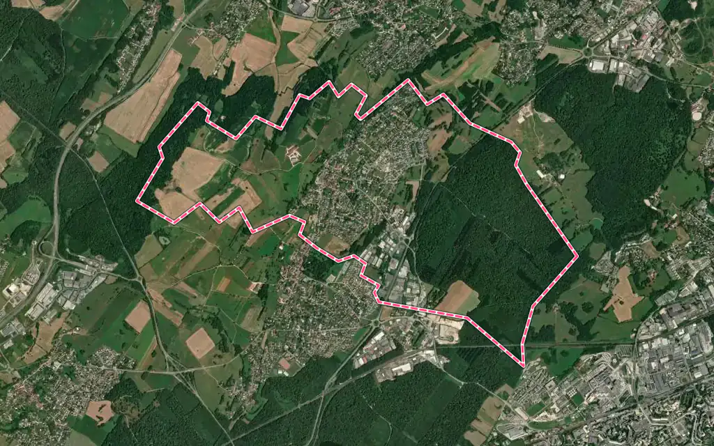 Vue satellite de Serre-les-Sapins avec ses contours administratifs