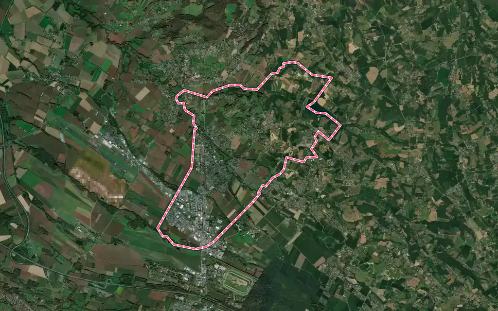 Vue satellite de Serres-Castet avec ses contours administratifs