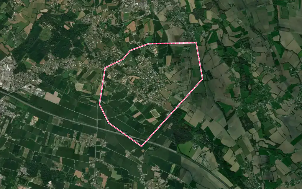 Vue satellite de Serres-Morlaàs avec ses contours administratifs