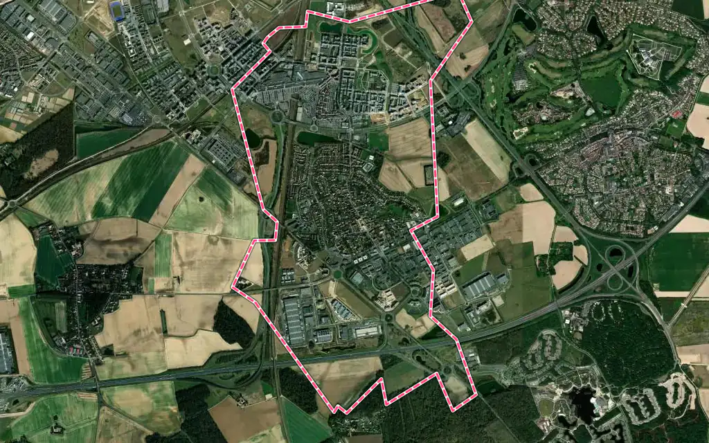Vue satellite de Serris avec ses contours administratifs