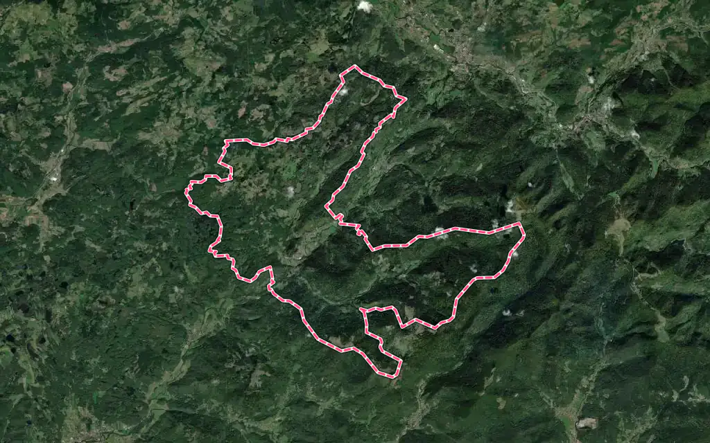 Vue satellite de Servance-Miellin avec ses contours administratifs