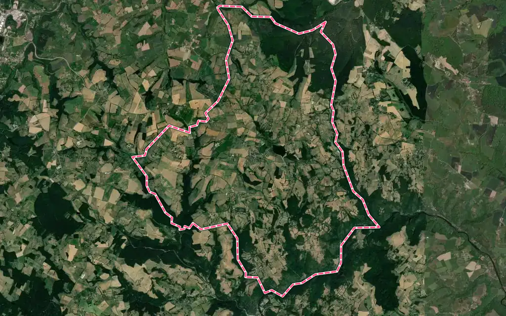 Vue satellite de Servant avec ses contours administratifs