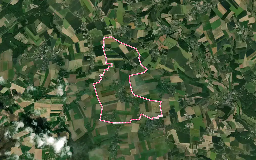 Vue satellite de Servaville-Salmonville avec ses contours administratifs