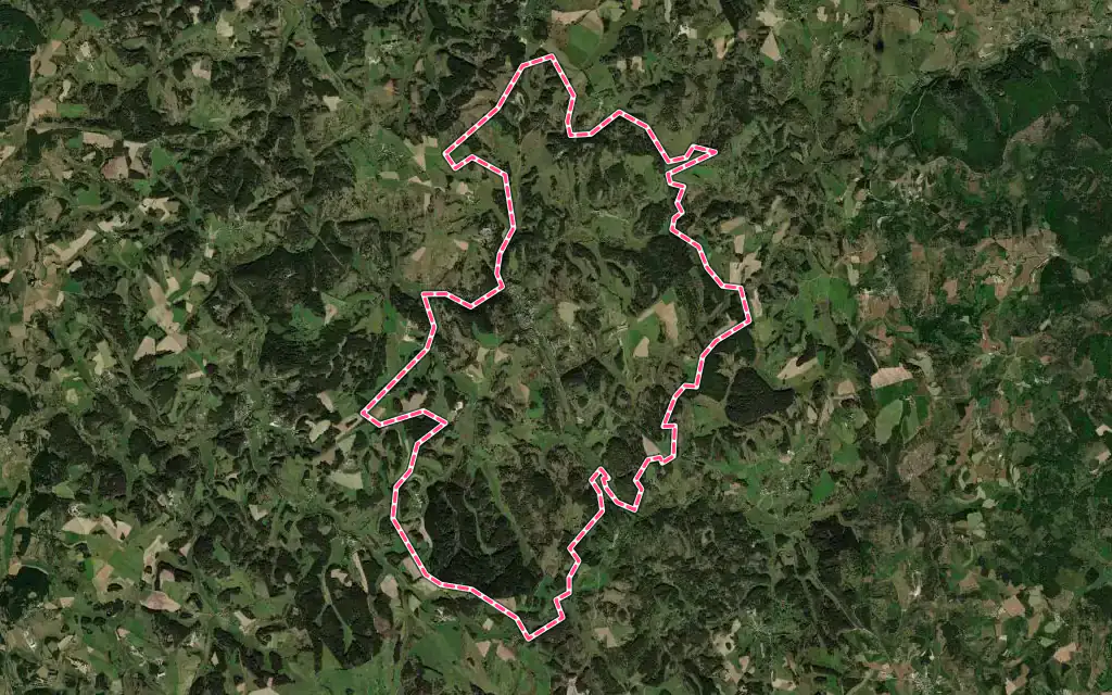 Vue satellite de Serverette avec ses contours administratifs