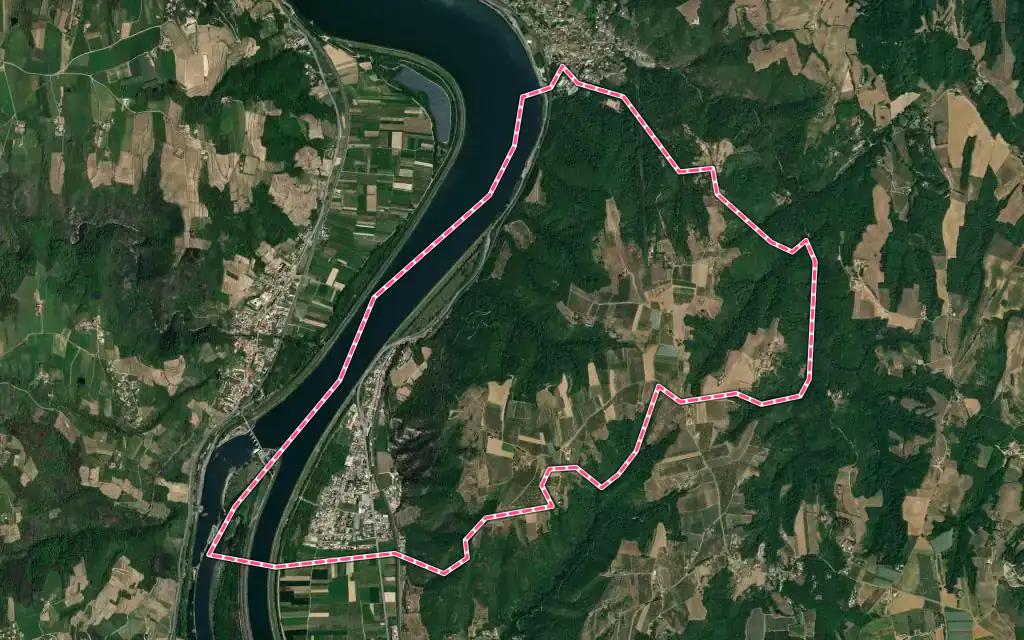 Vue satellite de Serves-sur-Rhône avec ses contours administratifs