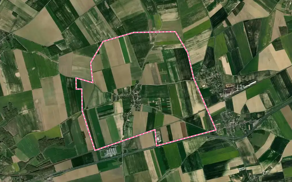Vue satellite de Serville avec ses contours administratifs