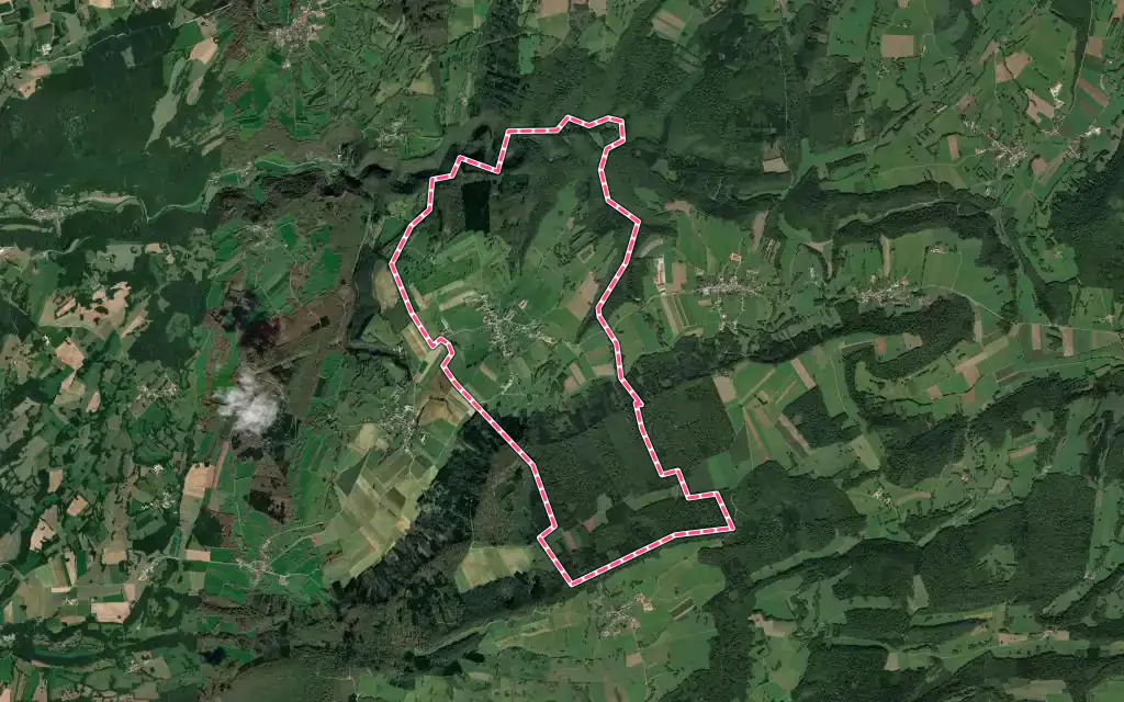 Vue satellite de Servin avec ses contours administratifs