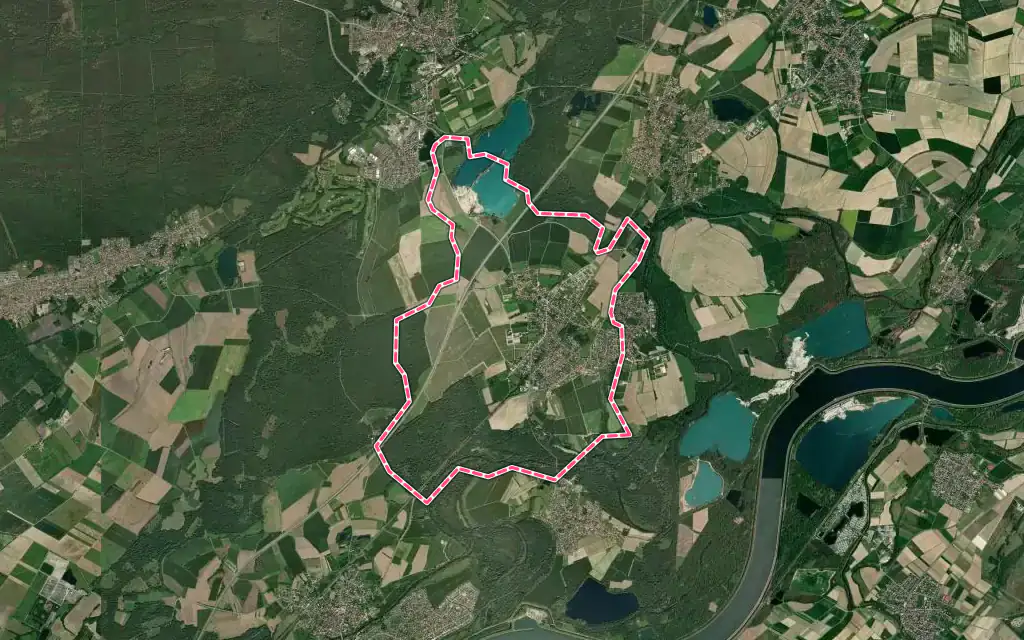 Vue satellite de Sessenheim avec ses contours administratifs