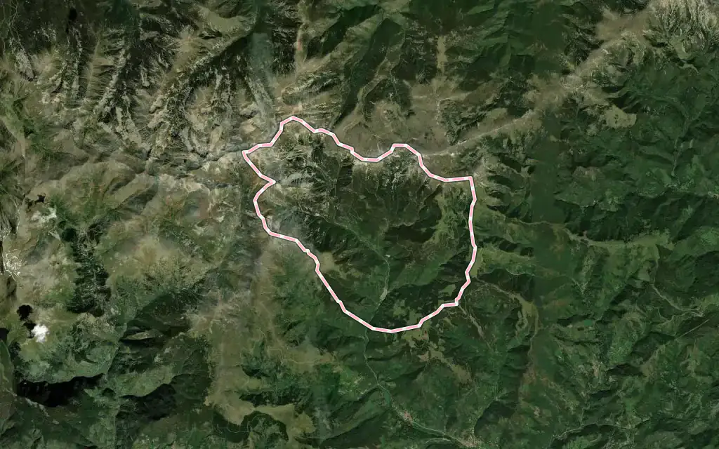 Vista satélite de Setcases con su contorno administrativo