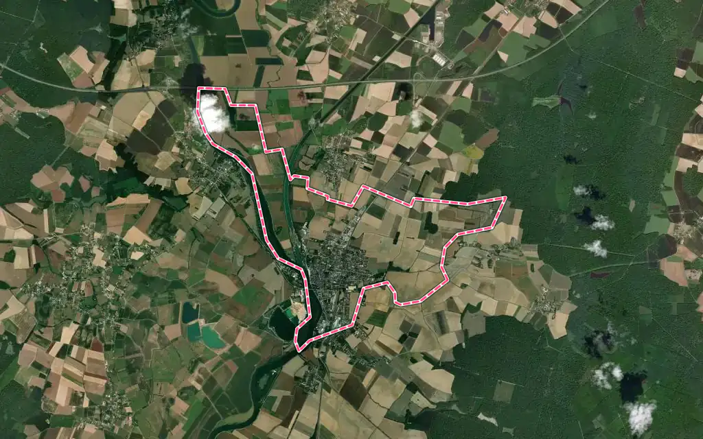 Vue satellite de Seurre avec ses contours administratifs