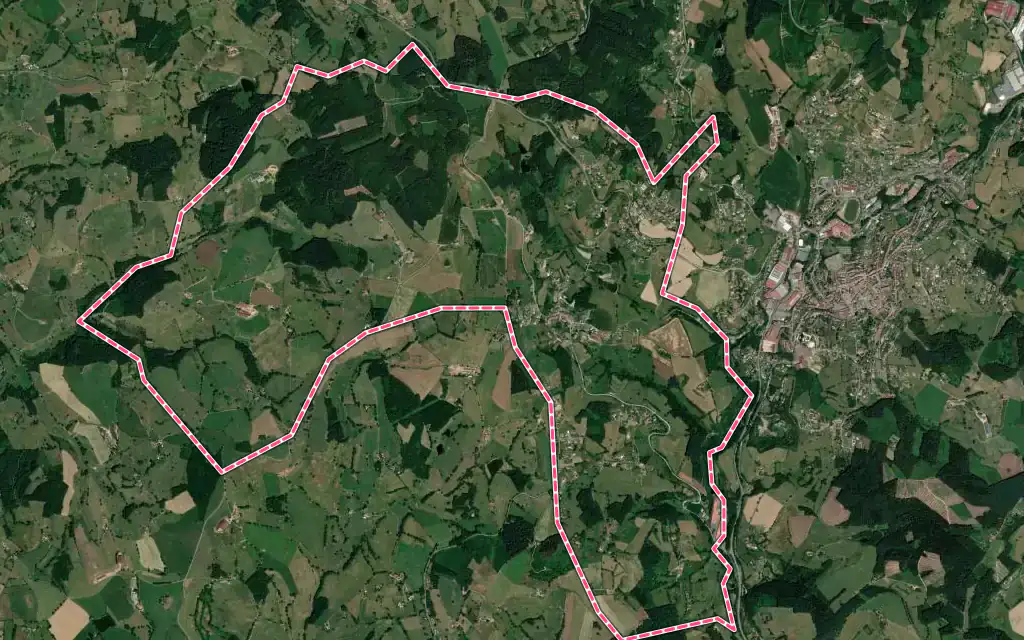 Vue satellite de Sevelinges avec ses contours administratifs