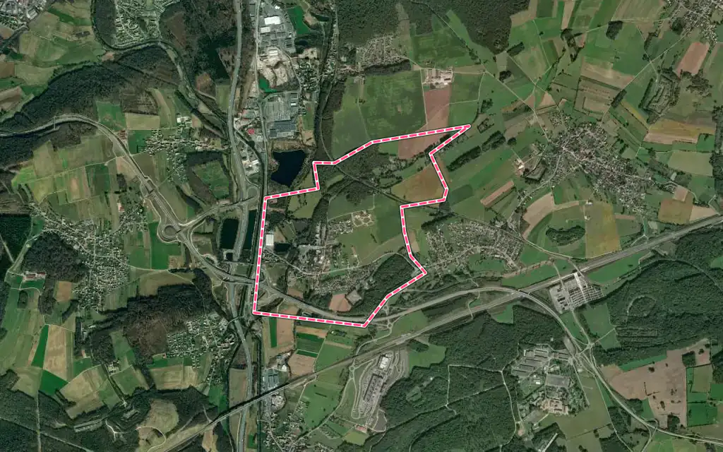 Vue satellite de Sevenans avec ses contours administratifs