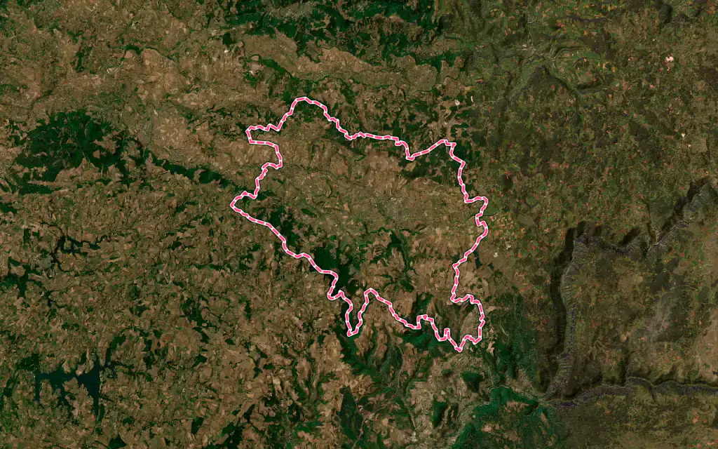 Vue satellite de Sévérac d'Aveyron avec ses contours administratifs