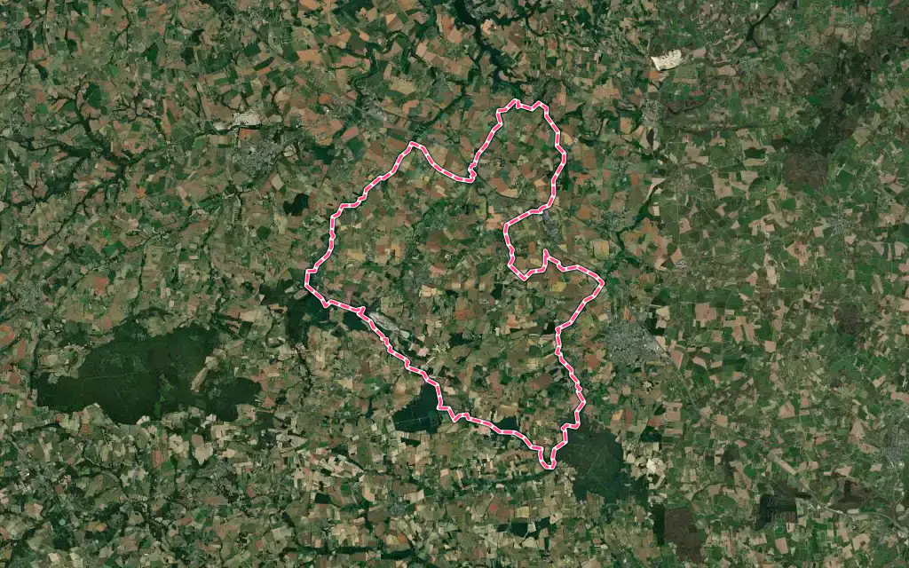 Vue satellite de Sévignac avec ses contours administratifs