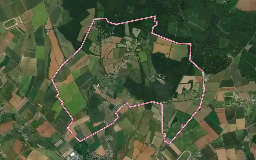Vue satellite de Sévigny avec ses contours administratifs