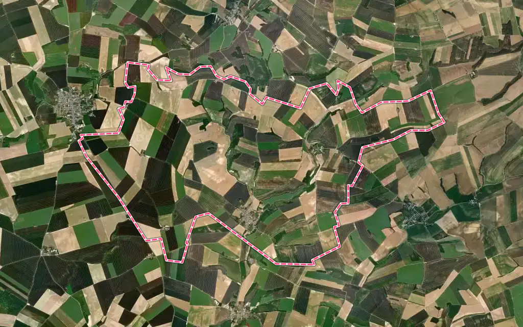 Vue satellite de Sévigny-Waleppe avec ses contours administratifs