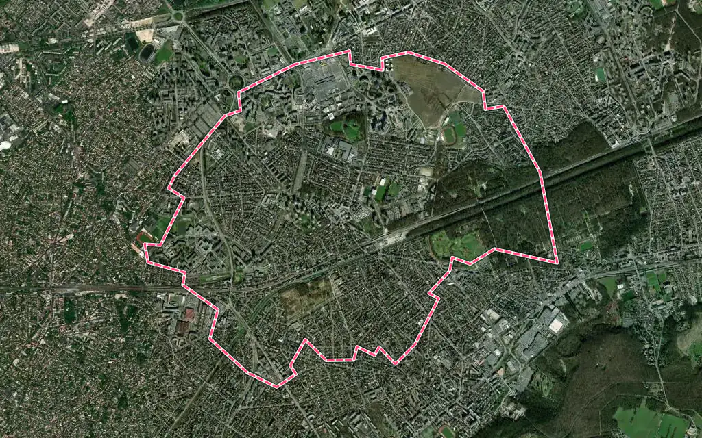 Vue satellite de Sevran avec ses contours administratifs