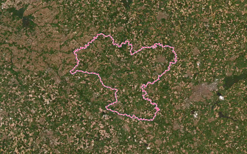 Vue satellite de Sèvremoine avec ses contours administratifs