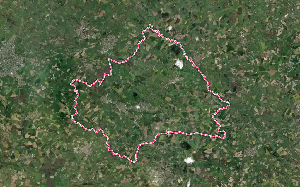 Vue satellite de Sèvremont avec ses contours administratifs