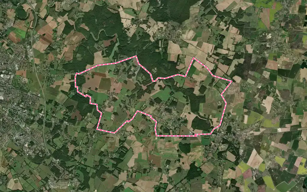 Vue satellite de Sèvres-Anxaumont avec ses contours administratifs