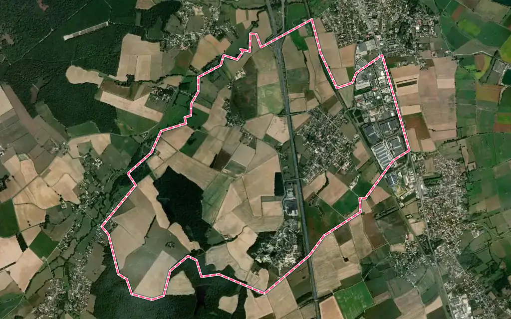 Vue satellite de Sevrey avec ses contours administratifs