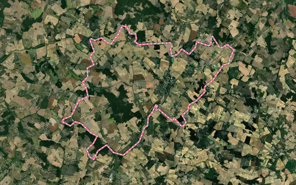 Vue satellite de Seyches avec ses contours administratifs