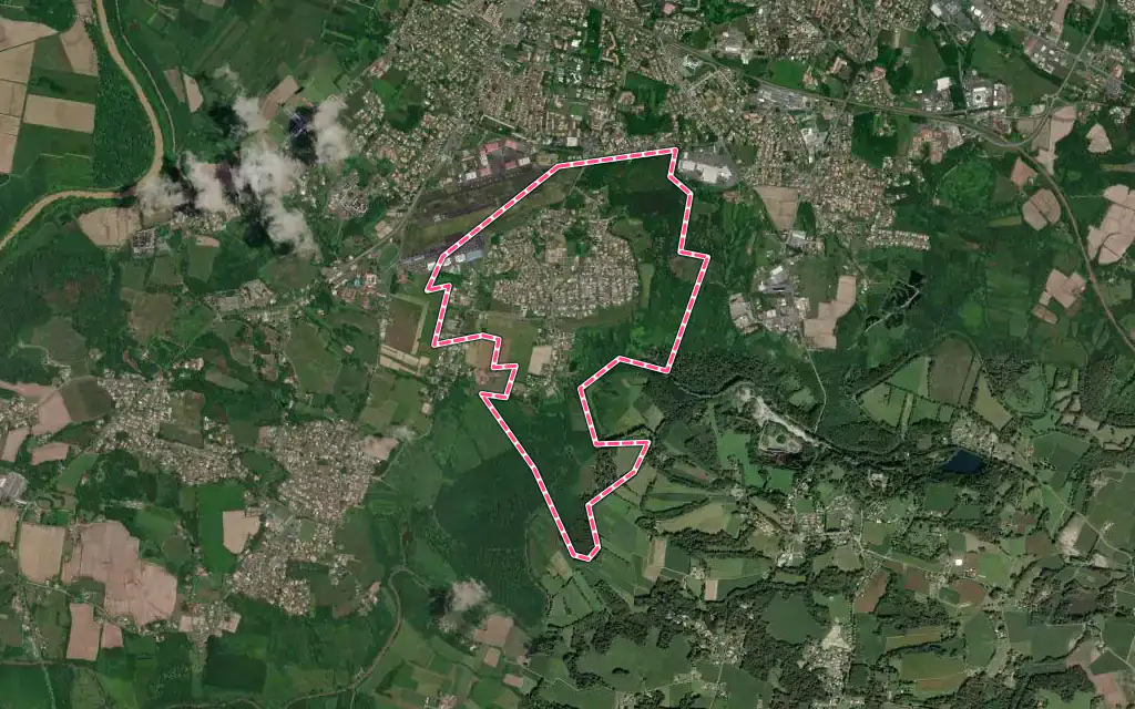 Vue satellite de Seyresse avec ses contours administratifs