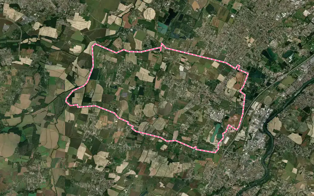 Vue satellite de Seysses avec ses contours administratifs