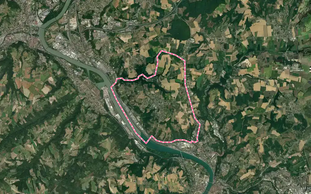 Vue satellite de Seyssuel avec ses contours administratifs
