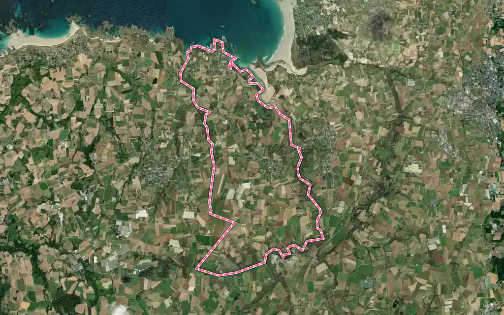 Vue satellite de Sibiril avec ses contours administratifs