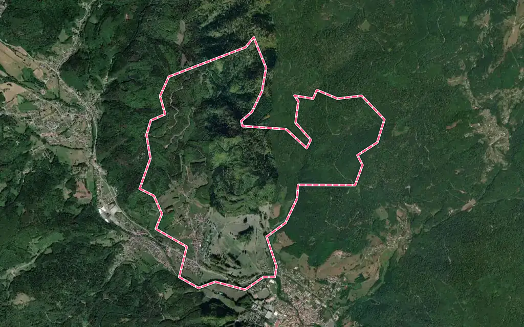 Vue satellite de Sickert avec ses contours administratifs