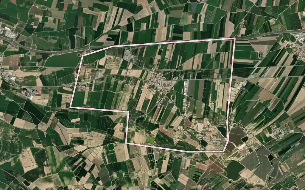 Vista satélite de Sidamon con su contorno administrativo