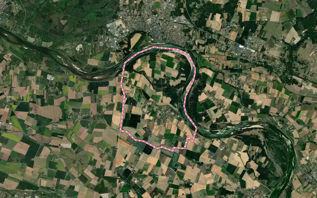 Vue satellite de Sigloy avec ses contours administratifs