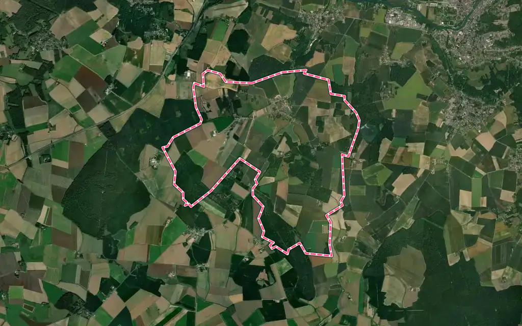 Vue satellite de Signy-Signets avec ses contours administratifs