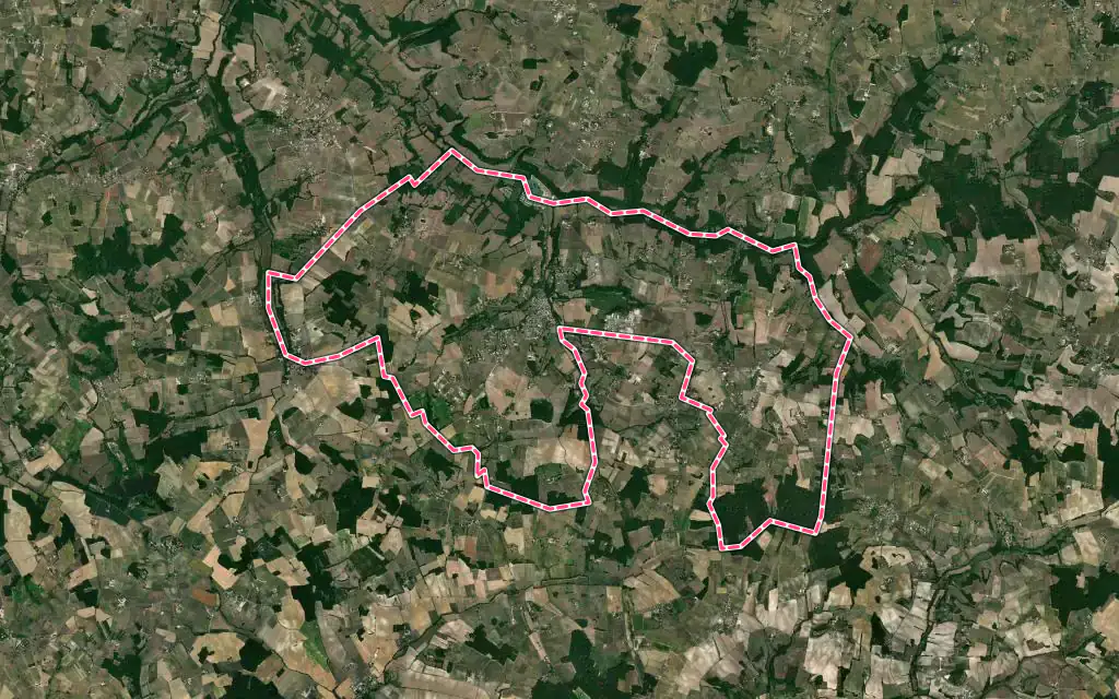 Vue satellite de Sigoulès-et-Flaugeac avec ses contours administratifs