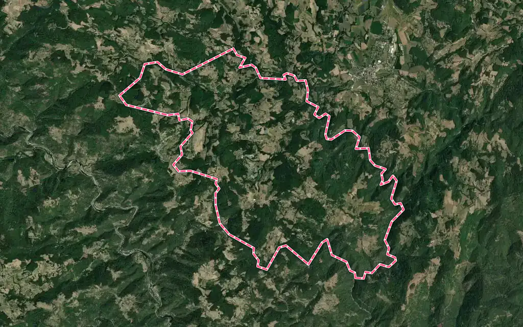Vue satellite de Silhac avec ses contours administratifs