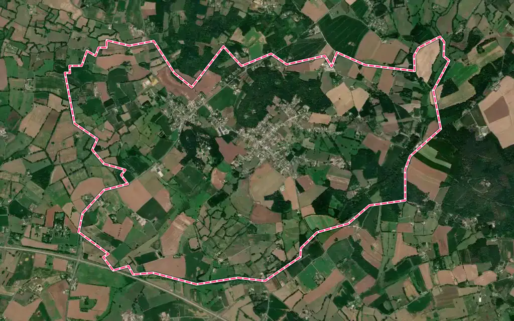 Vue satellite de Sillé-le-Philippe avec ses contours administratifs