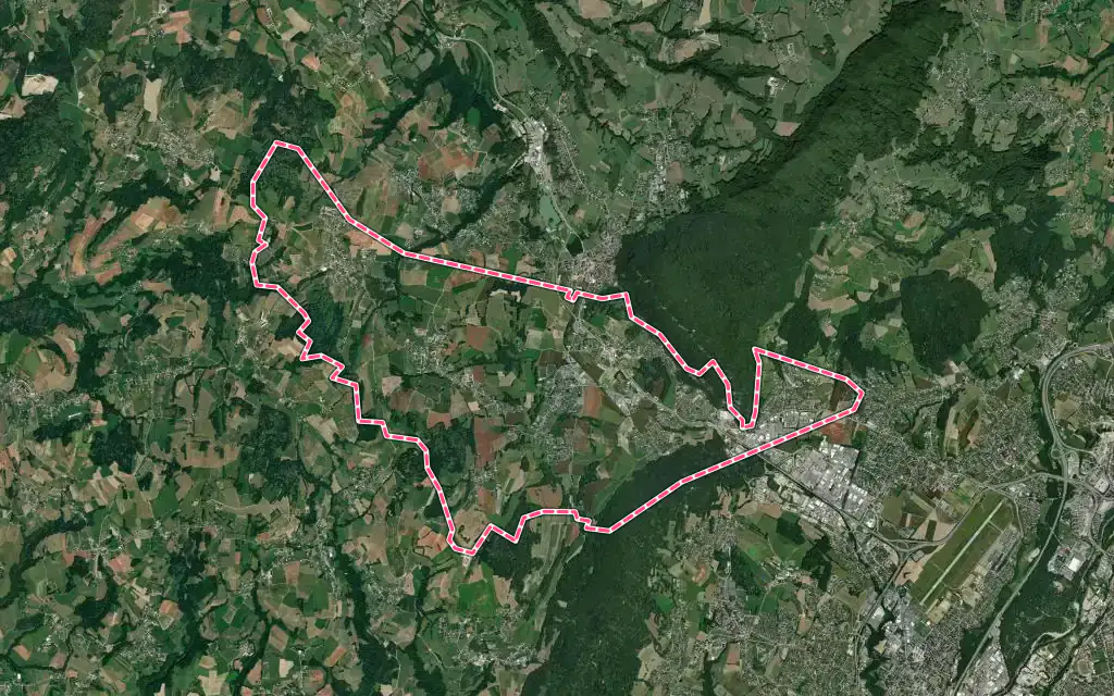 Vue satellite de Sillingy avec ses contours administratifs