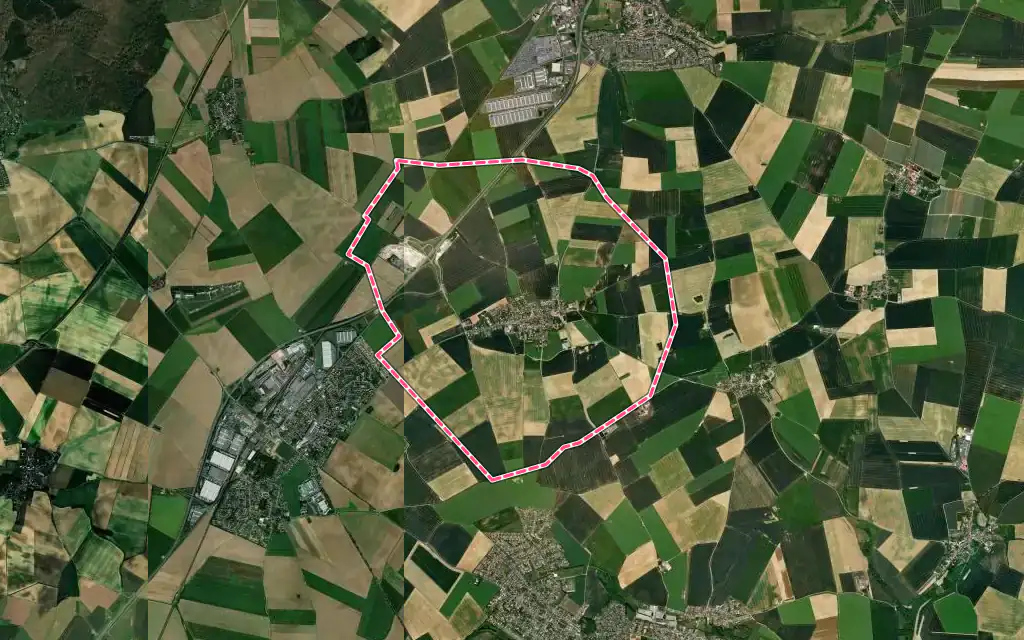Vue satellite de Silly-le-Long avec ses contours administratifs