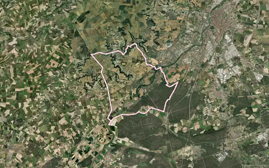 Vista satélite de Simancas con su contorno administrativo