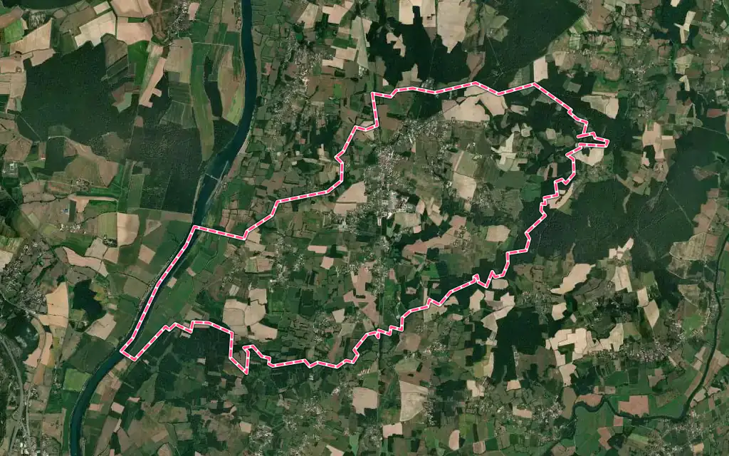 Vue satellite de Simandre avec ses contours administratifs