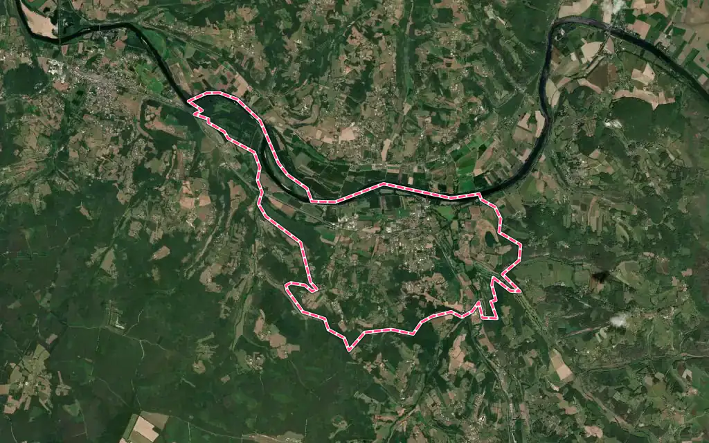 Vue satellite de Siorac-en-Périgord avec ses contours administratifs