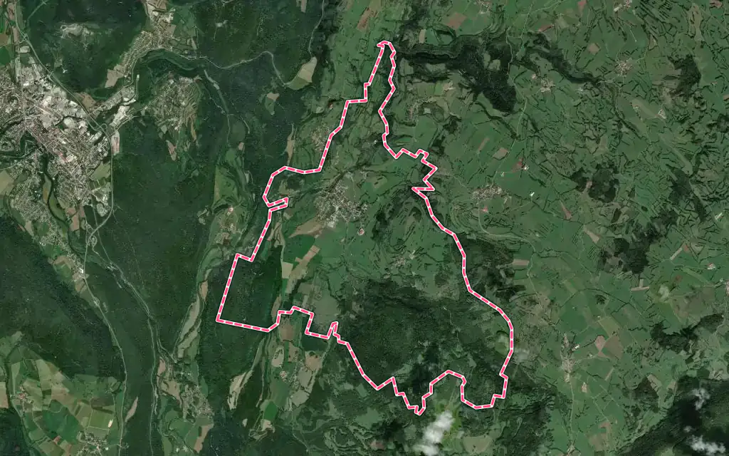 Vue satellite de Sirod avec ses contours administratifs