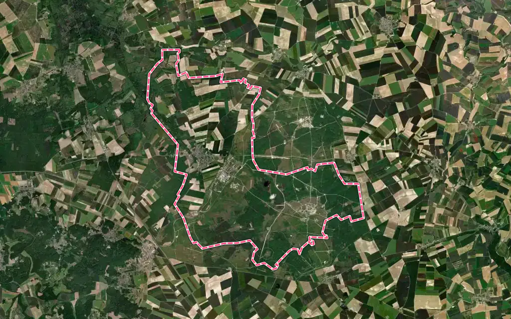 Vue satellite de Sissonne avec ses contours administratifs