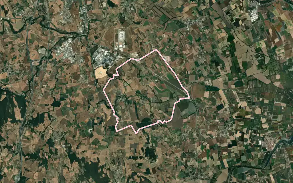 Vista satélite de Siurana con su contorno administrativo