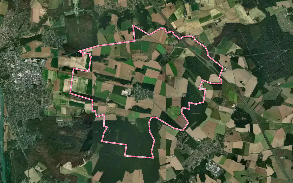 Vue satellite de Sivry-Courtry avec ses contours administratifs